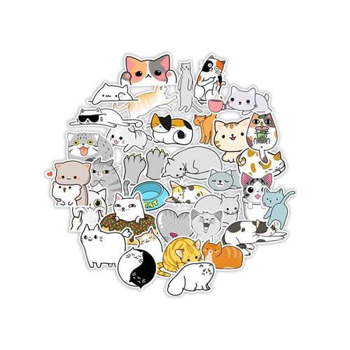 50/54 Pcs Cute Cats Animal Graffiti Sticker Mixed Style Toys
