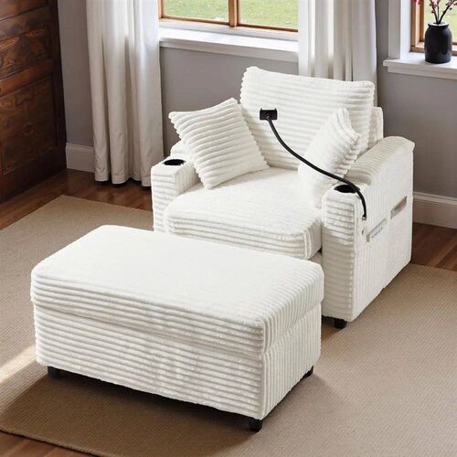 Accent Chair with Storage Ottoman Upholstered Living Room Ch