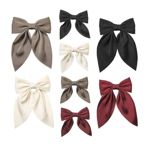 Solid Color Satin Ribbon Big Bows Hairpin Duckbilled Clip Ha