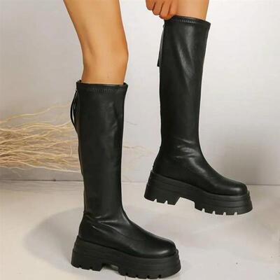 Chelsea Long Boots For Women Platform Thick Sole High Heels