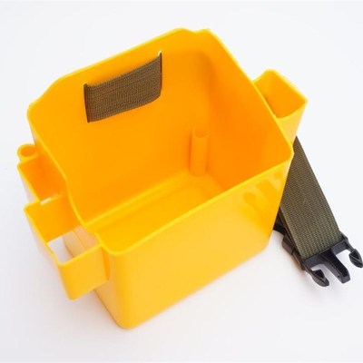 carpenters wearing belt type nail box for construction