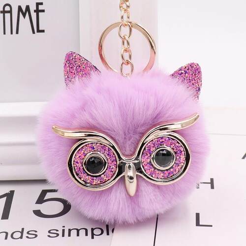 。Bag pendant fur car pendant Gretel owl Pluh key chain imit