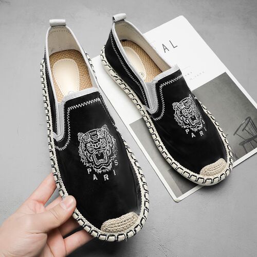 Coslony New Men Casual Loafers Classic Flat Men Shoes Embroi