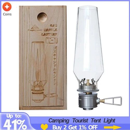 Outdoor Gas Candle Lamp Tent Lantern Light Camping Tourist T