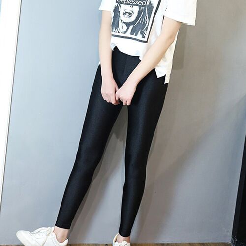 Women Shiny Black Legging Autumn Ladies Push Up Slim Legging