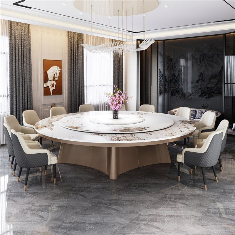 岩板酒店大圆桌电动大理石圆形餐桌会所包厢饭店家用火锅桌椅20人,住宅家具,岩板餐桌,淘宝优惠券,粉丝福利购,淘宝优惠卷
