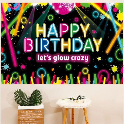 Fluorescence Backdrop Happy Birthday Party Decorations Kids