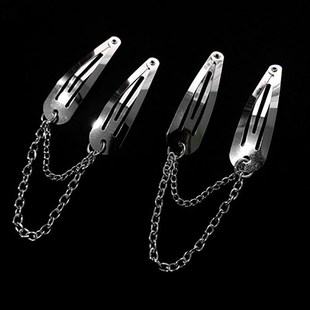 Harajuku Silver Color Metal Chains Cherry Hair Pins for Wome