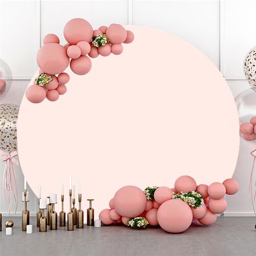Pink Round Backdrop vers  White Wedding Birthday Party Baby