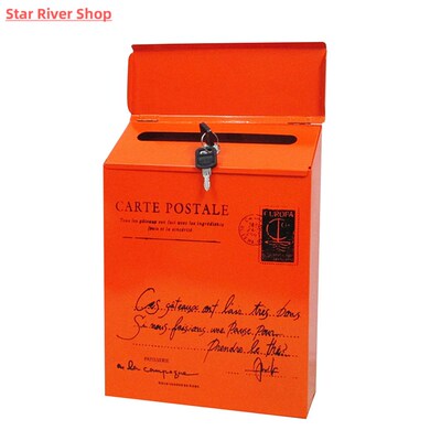 mailbox outdoor Iron Lock Letter Box Vintage Wall Mount Mail