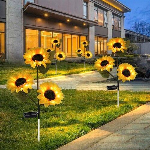 5 Head LED Solar Rose Lights Simulated Flower Lights Rose