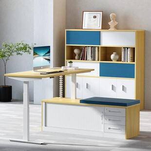 电动升降桌智能台式电脑桌单人主管办公桌带侧柜简约现代双电机