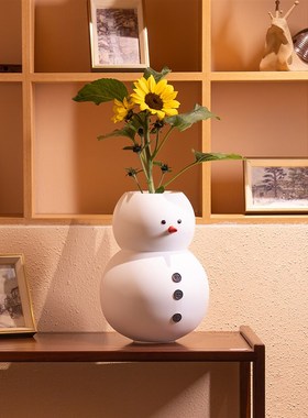 森空间小型雪人花盆玩偶摆件室内客厅桌面装饰美陈可爱风装饰摆设