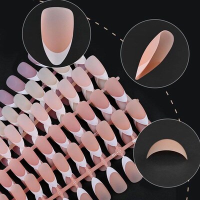 150Pcs Pre-made French False Nails Scarless Coffin Almond Fa