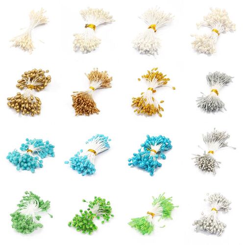 90pcs Double Heads DIY Artificial Mini Pearl Flower Stamen P