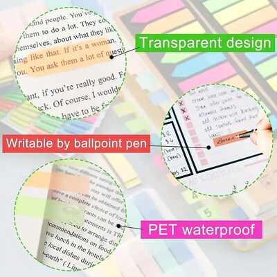 7 Colors Fluorescent PET Index Stickers Students Book