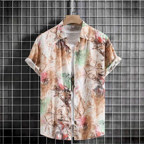 Simple MenS Shirt 3d Printed Retro Fashion Top Loose Oversi
