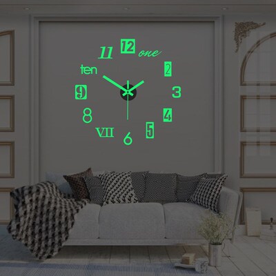3D Luminous Wall Clock Frameless Digital Wall Clocks DIY Acr