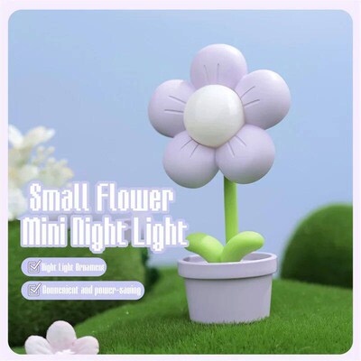 Mini LED Flower Night Light Cute Small Table Lamp Desktop Or