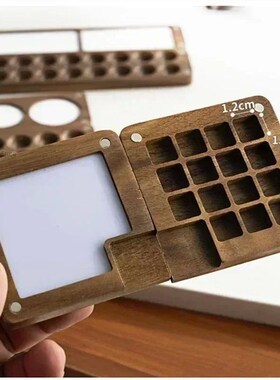 Portable Wooden Handmade Watercolor Paint Palette Empty Magn