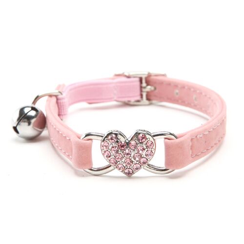 Heart Charm and Bell Cat Collar Safety Elastic Adjustable wi