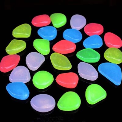 100pcs Luminous Pebbles Stones Glow In The Dark Garden Ornam
