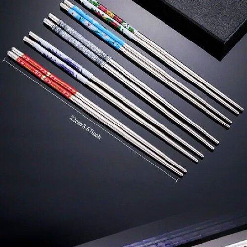 1 Pair Stainless Steel Chopsticks Household Long Chopsticks