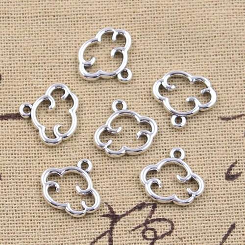 30pcs Charms Floating Clouds 13x15mm Antique Silver Color Pe