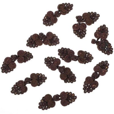 10 Pcs Black Cheongsam Buttons Retro Frog Fasteners