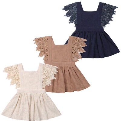 Kids Baby Girls Dress Lace Floral Party Dress Sleeveless Sol