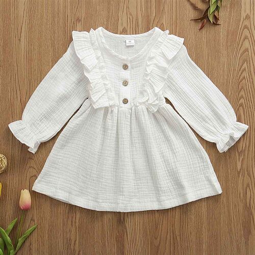 0-5Y Toddler Kids Baby Girl Autumn Dress Ruffles Long Sleeve