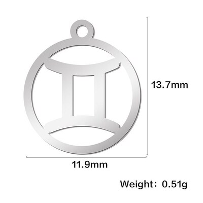Teamer 12pcs Zodiac Floating Charms Stainless Steel Gemini A