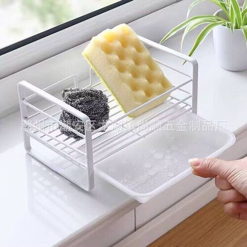 Wrought Iron Kitchen Sponge Drain Rack Sink Cleaning Rag Sto