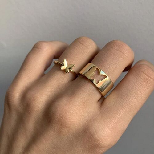 New Trendy Adjustable Butterfly Rings For Women Men Lover Co