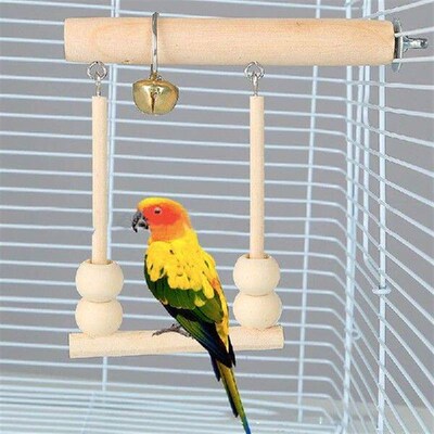Bird Swing Toys Wooden Parrot Perch Stand Playstand