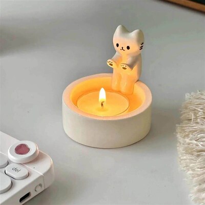 Cute Cat Candlestick Creative Aromatherapy Candle Holder Des