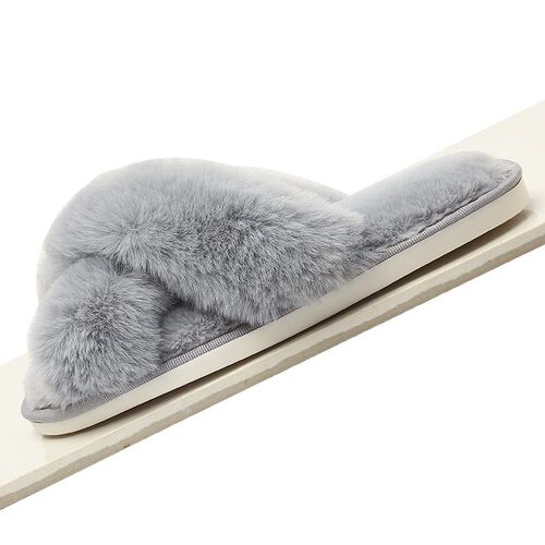 Slippers Plush Cross-strap Cotton Indoor Warm Plush Plush Sl