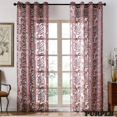Sheer Curtains Geometric Window Tulle Curtains Jacquard Curt