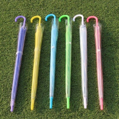 Folded white couple transparent umbrella plastic sun umbrell