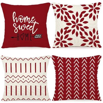 Linen Fabric Pillow Case for Home Couch Bed, Throw Pillow