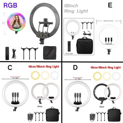 Large Selfie 18 inch Ring Light LED  Video Remote Control Tr