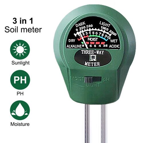 3 IN 1 Soil PH Meter Sunlight PH Tester Garden Flowers Moist
