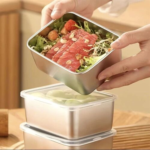 6-Piece Stainless Steel Food Storage Containers Set With Lid