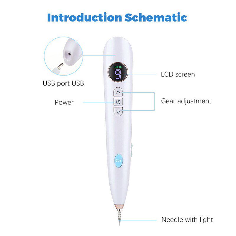 Mole Spot Scanning Pen Needle Light LED Screen 9-speed Tatto