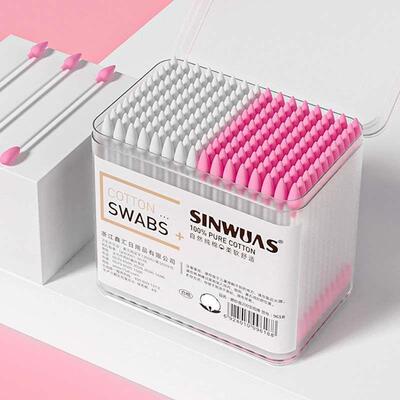 Disposable cosmetic cotton swab 300 boxed round head pointed