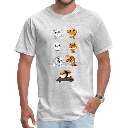 Japanese Sushi Fusion Koi Carp Plain Tshirts Summer Short Sl
