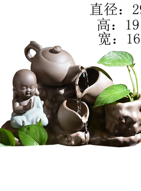 陶瓷鱼缸循环流水配件假山石槽喷泉水景过滤家用养鱼盆搭造景装饰