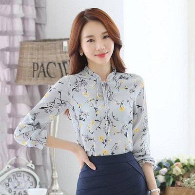 New Floral Shirts Hot Sales Fashion Women Blouses Slim Three