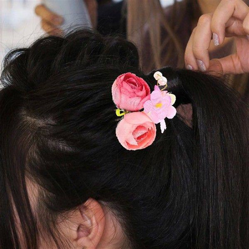 4 Pcs Rose Flower Hairpin Hair Decorations U-shaped Hairpin