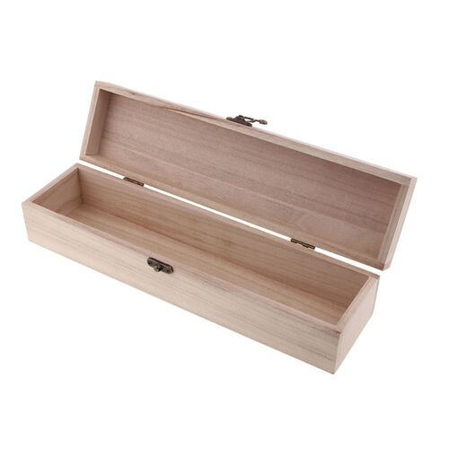 nfinished Wooden Wine Box, Hinged with Clasp, One Size, Natu